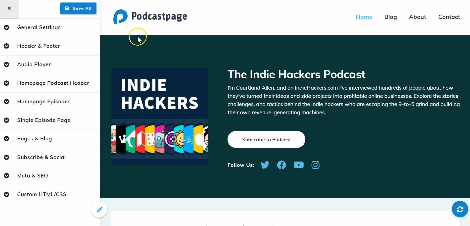 Podcastpage sticky audio player