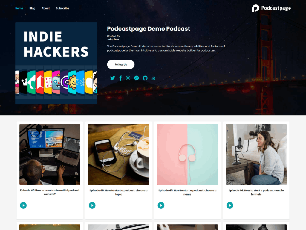 create a podcast website with podcastpage.io