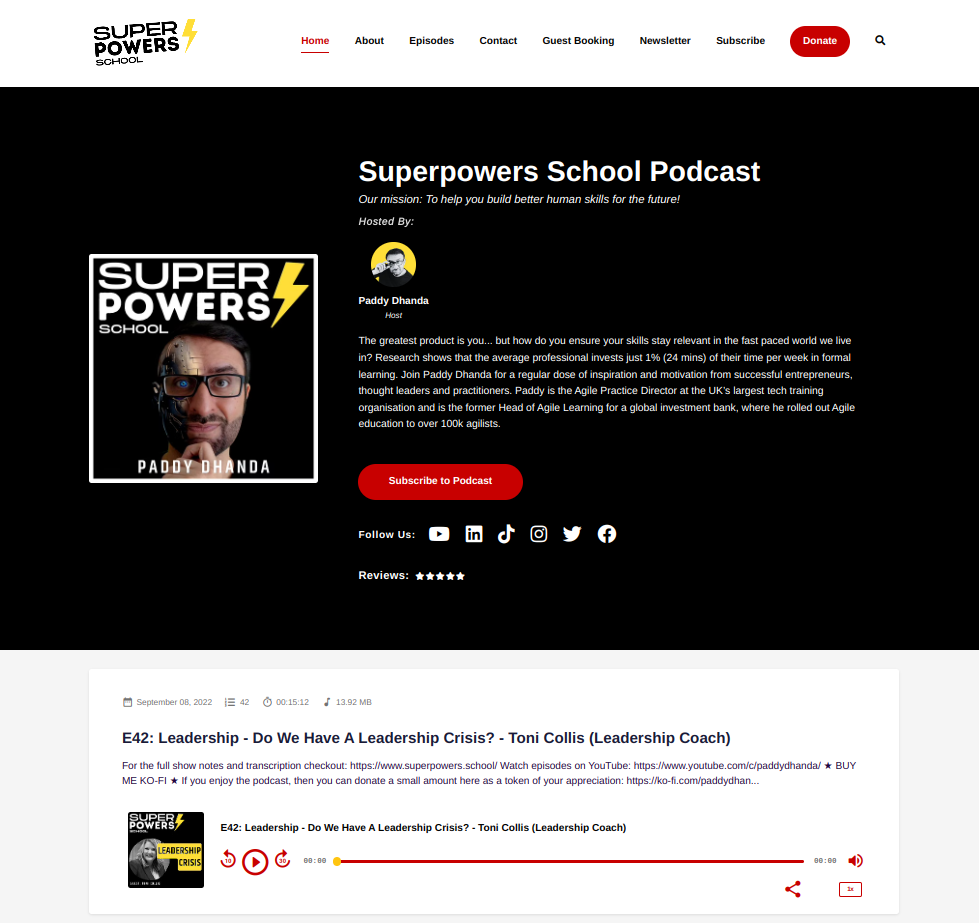superpowers school podcast website example