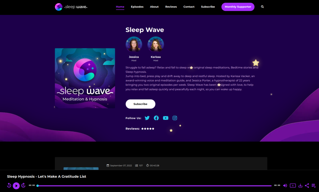 sleepwave podcast website example