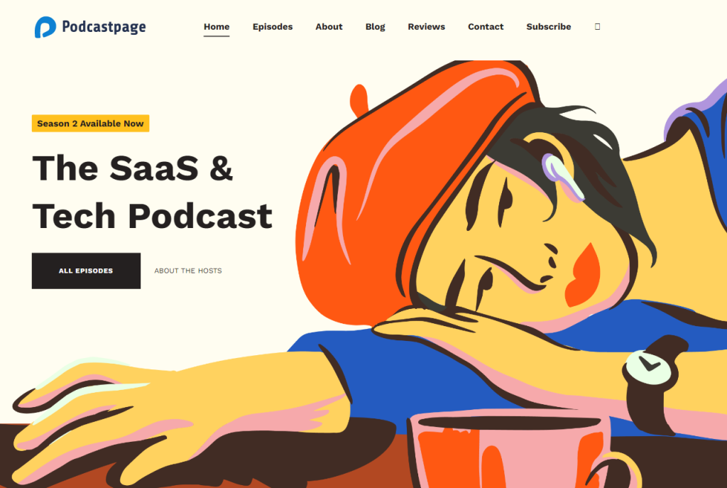 A podcast page template from Podcastpage