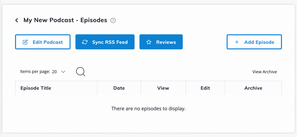 Adding a podcast episode in Podcastpage.
