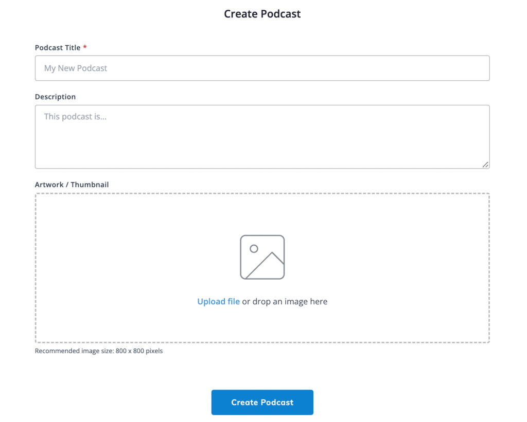 Manually create podcast in Podcastpage