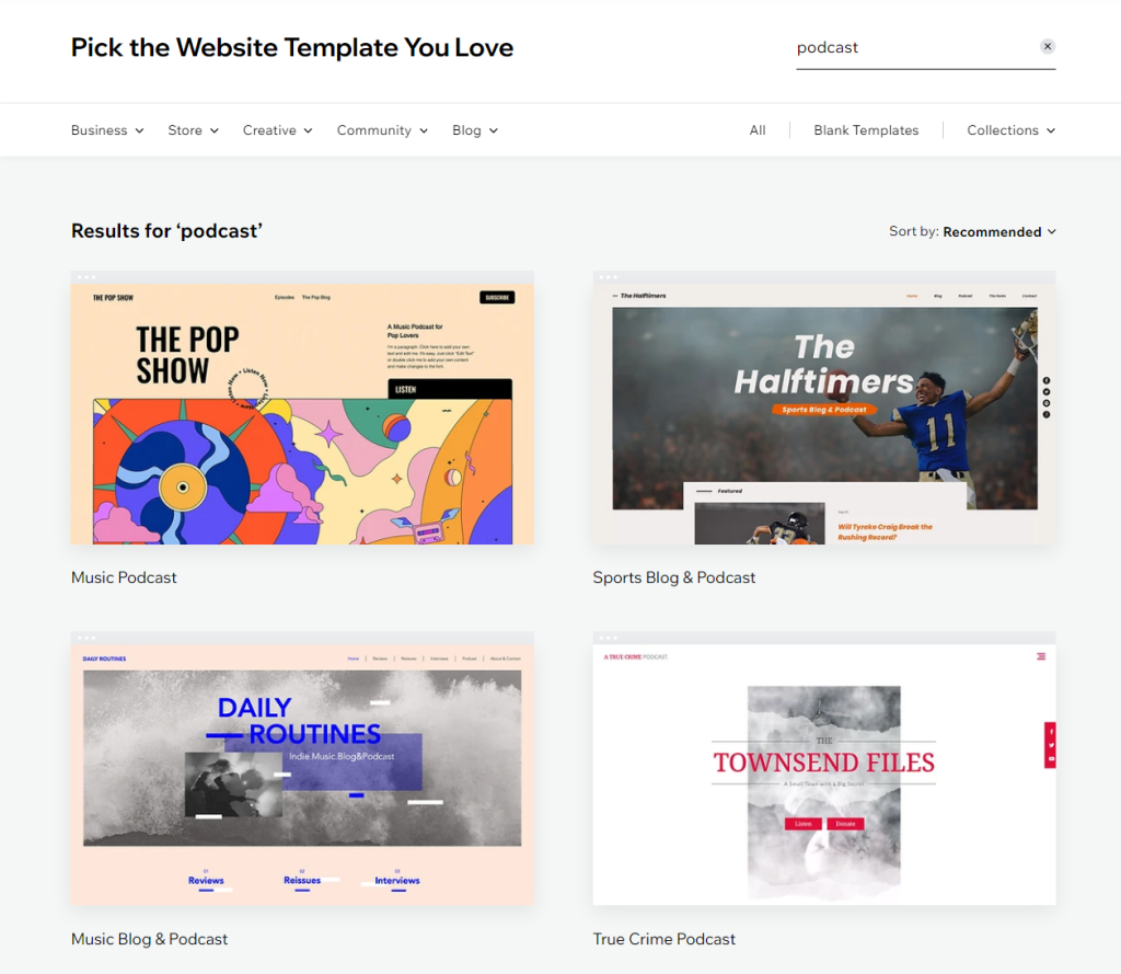 Wix podcast templates
